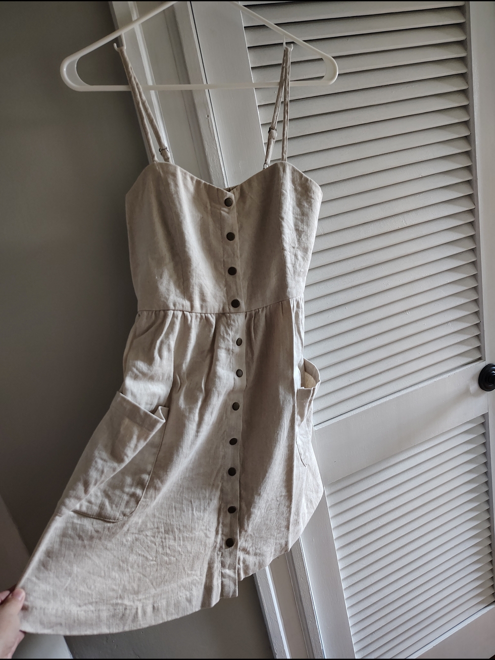 Forever 21 Natural Beige Button-Front Mini Dress